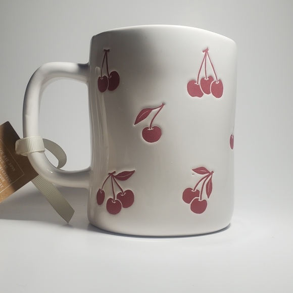 RAE DUNN Cherry Themed Red & White Mug 'Love You Cherry Much' text New with Tags - Picture 5 of 7